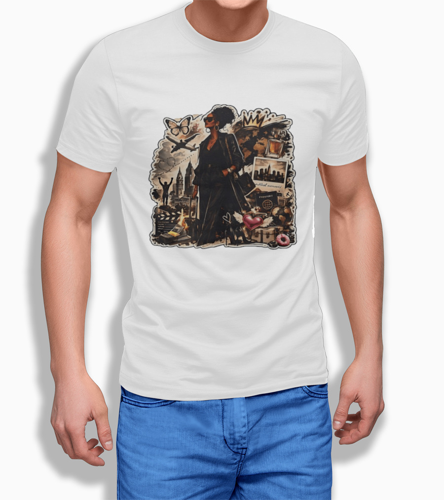 Stylish Woman Traveling With Passport Perfect Moments World Adventure T-Shirt