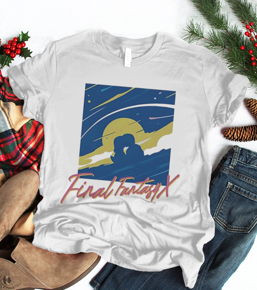 Final Fantasy X Romantic Couple Under Moonlit Sky T-Shirt