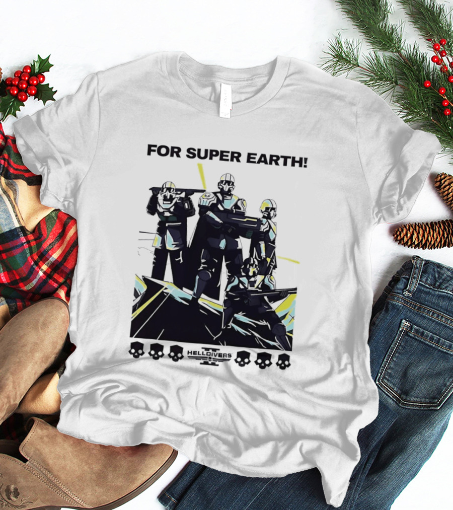 Helldivers II For Super Earth Video Game Soldiers T-Shirt