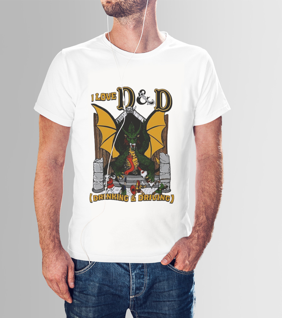 I Love D&D Drinking And Driving Dungeons And Dragons Dragon Fantasy Adventure T-Shirt