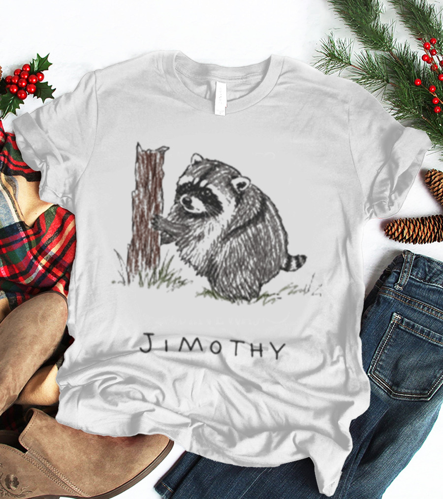 Jimothy Raccoon Sketch By Tree T-Shirt