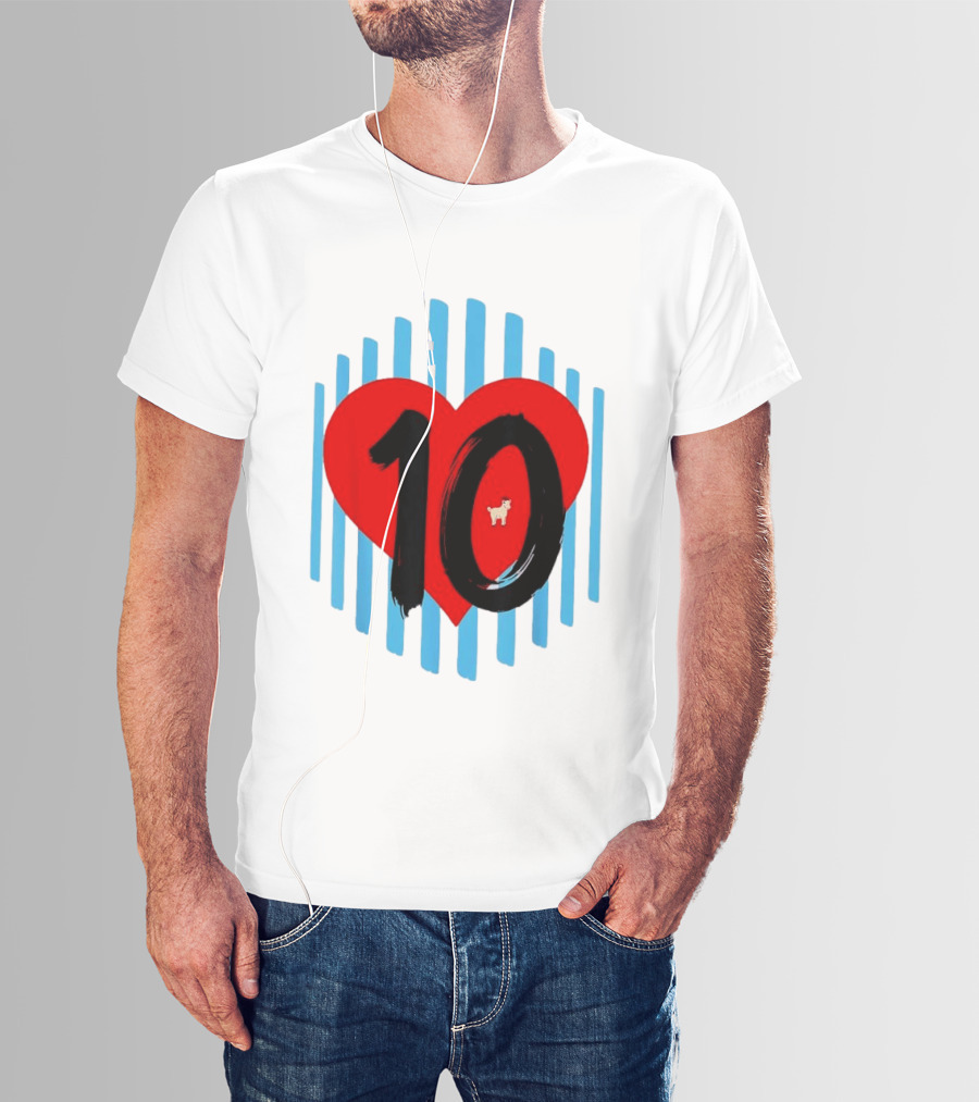 Messi Heart 10 Goat Greatest Of All Time T-Shirt