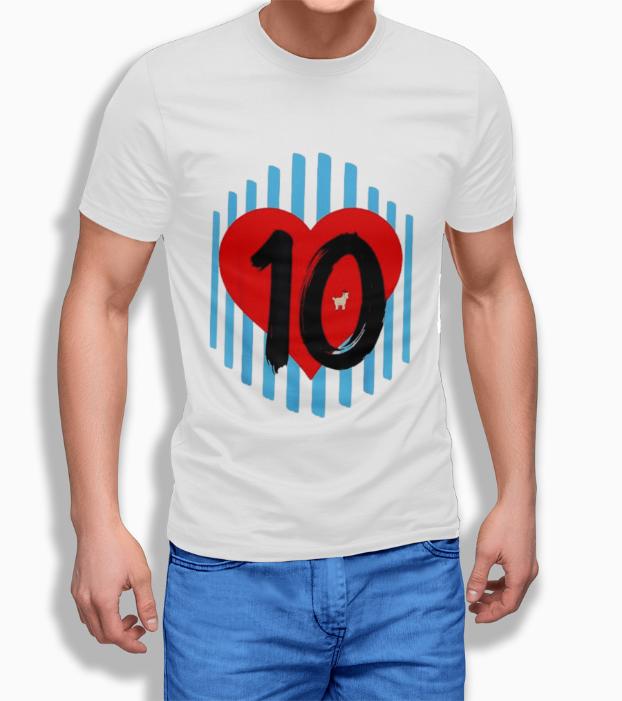 Messi Heart 10 Goat Greatest Of All Time T-Shirt