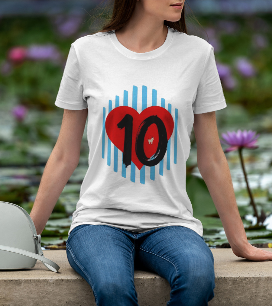 Messi Heart 10 Goat Greatest Of All Time T-Shirt
