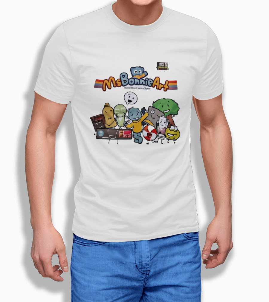 MsBonnieArt Animated Characters And Objects With Bear And Rainbow Accents T-Shirt