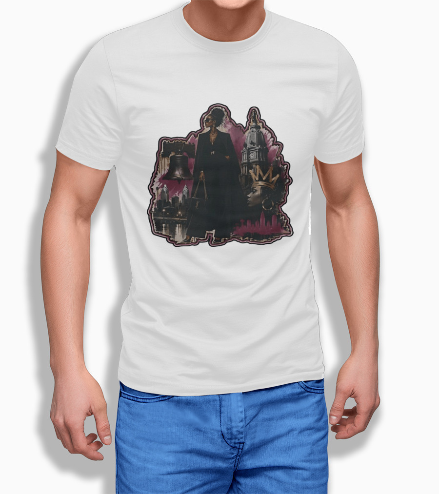 Philadelphia City Chic With Liberty Bell City Hall Skyline Crowned Elegance T-Shirt
