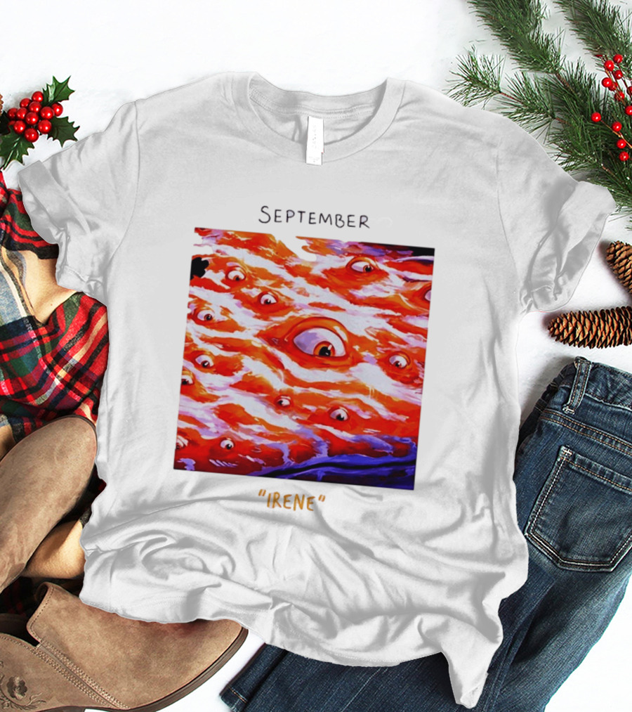 September Irene Surreal Eye Red Waves With Multiple Eyes T-Shirt