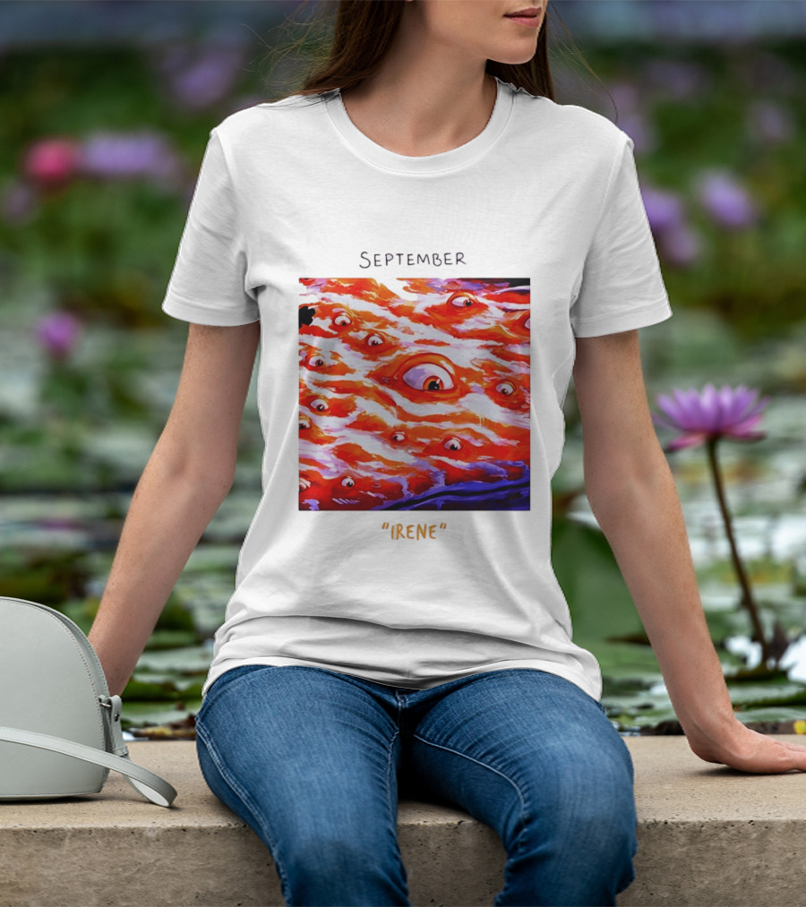 September Irene Surreal Eye Red Waves With Multiple Eyes T-Shirt
