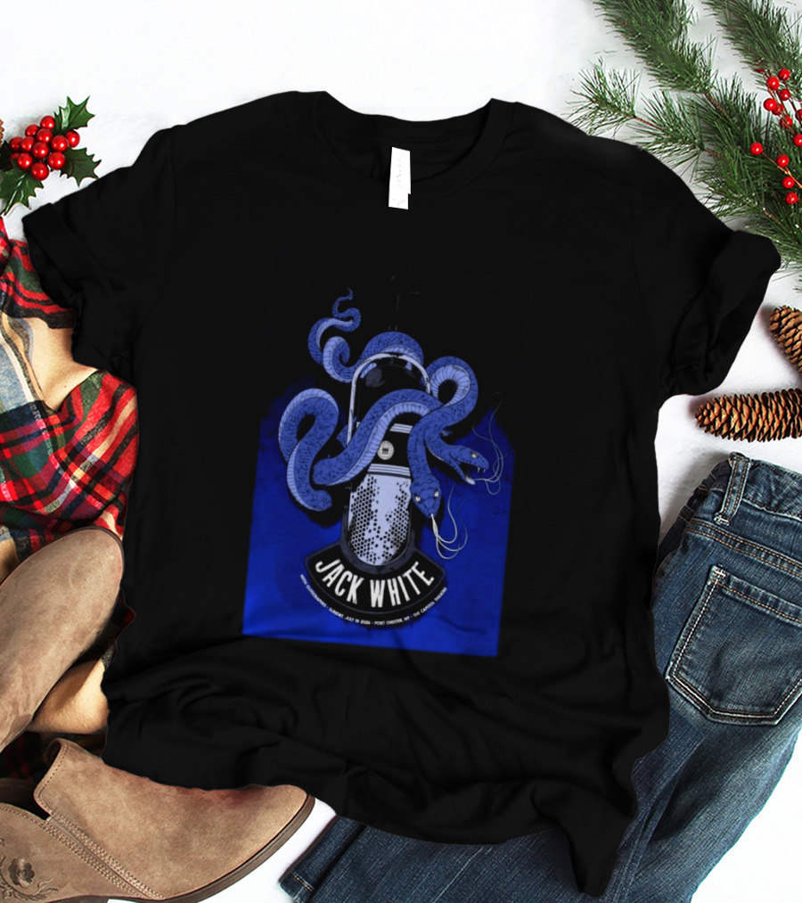 Jack White Tour Port Chester NY Jul 19 2026 Blue Snake Microphone T-Shirt