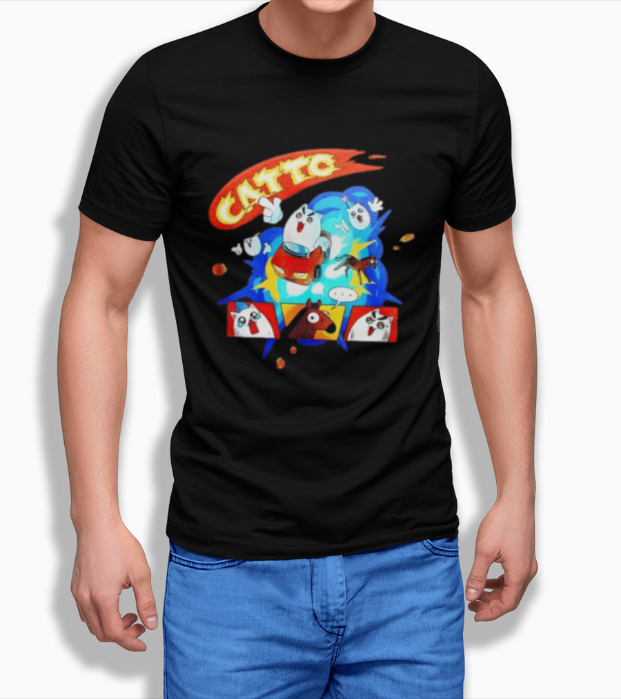 Catto Cartoon Cat Driving A Car With Funny Expressions And Comic Style Panels T-Shirt