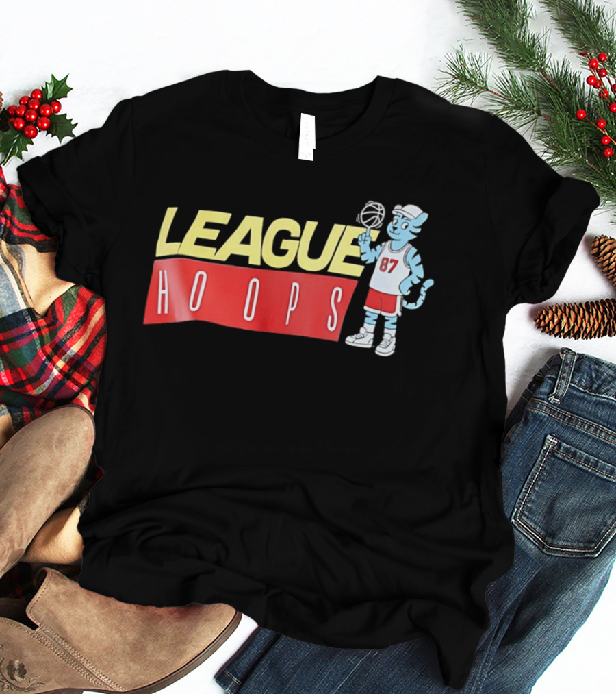 League Hoops Tiger 87 Basketball Cartoon T-Shirt