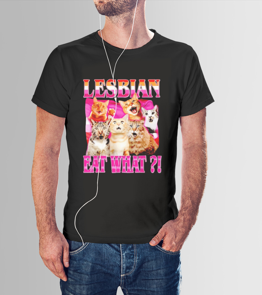 Lesbian Eat What Cats Meme Pride Flag Cats T-Shirt