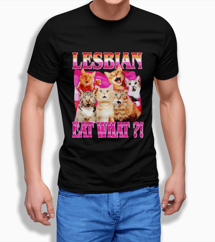 Lesbian Eat What Cats Meme Pride Flag Cats T-Shirt