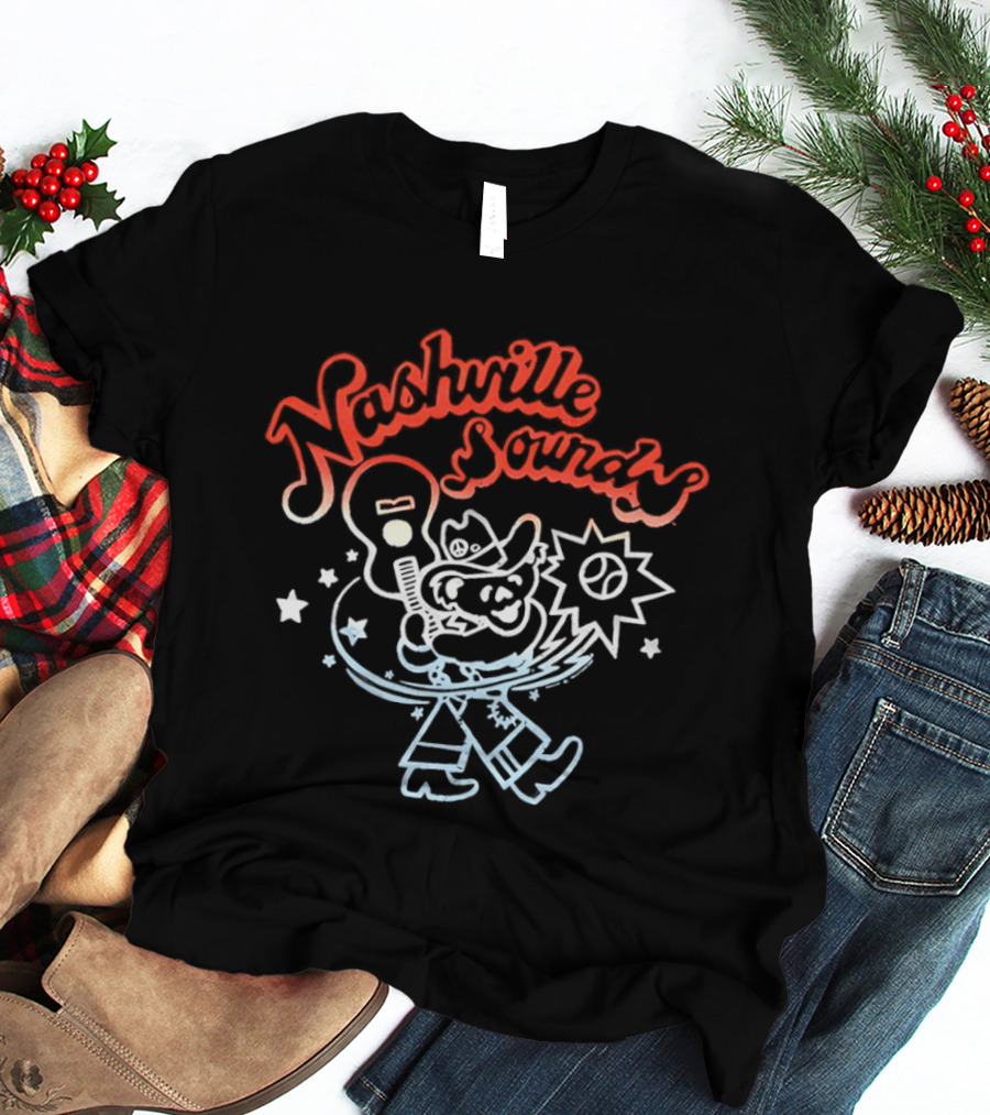 Nashville Sounds Dancing Bear Baseball Bat And Starry Night T-Shirt