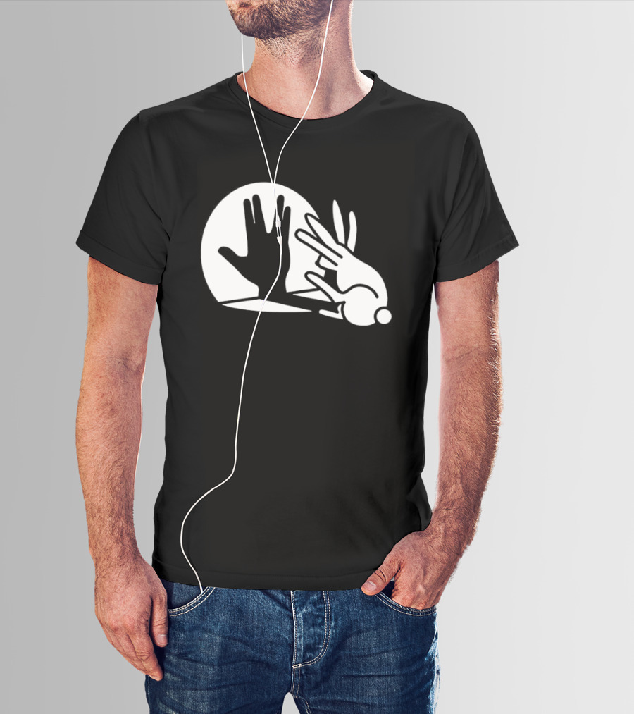 Hand Shadow Bunny Puppet Shadows Playful Gesture T-Shirt