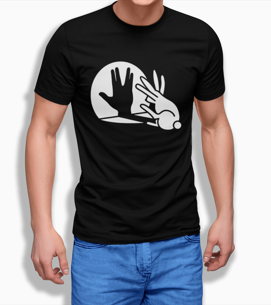 Hand Shadow Bunny Puppet Shadows Playful Gesture T-Shirt