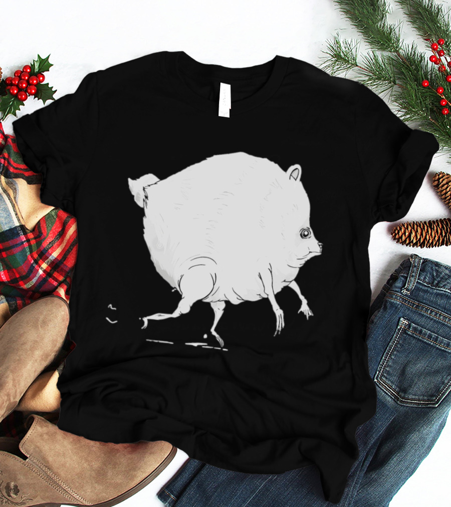 Running Round Hamster Creature Absurd White Quadruped Honesty T-Shirt