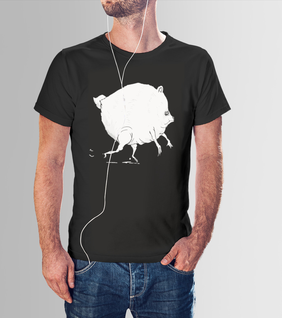 Running Round Hamster Creature Absurd White Quadruped Honesty T-Shirt