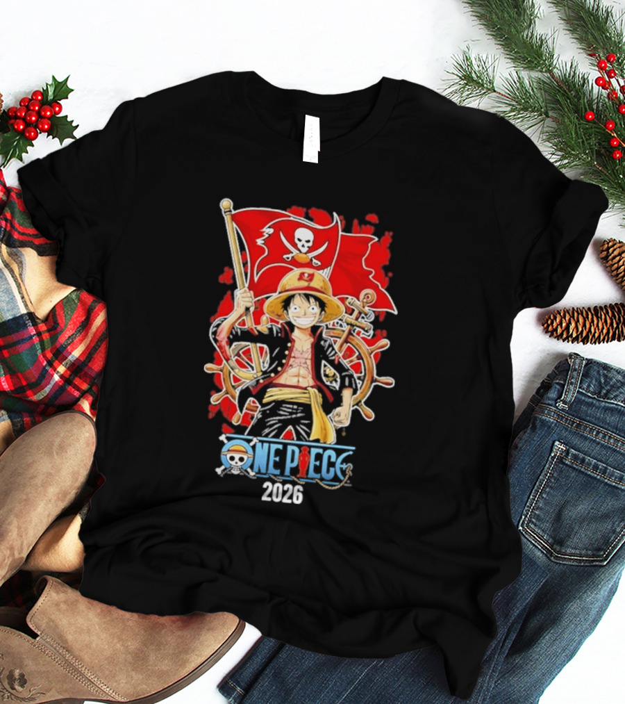 Tampa Bay Buccaneers One Piece Luffy 2026 Pirate Flag Adventure T-Shirt