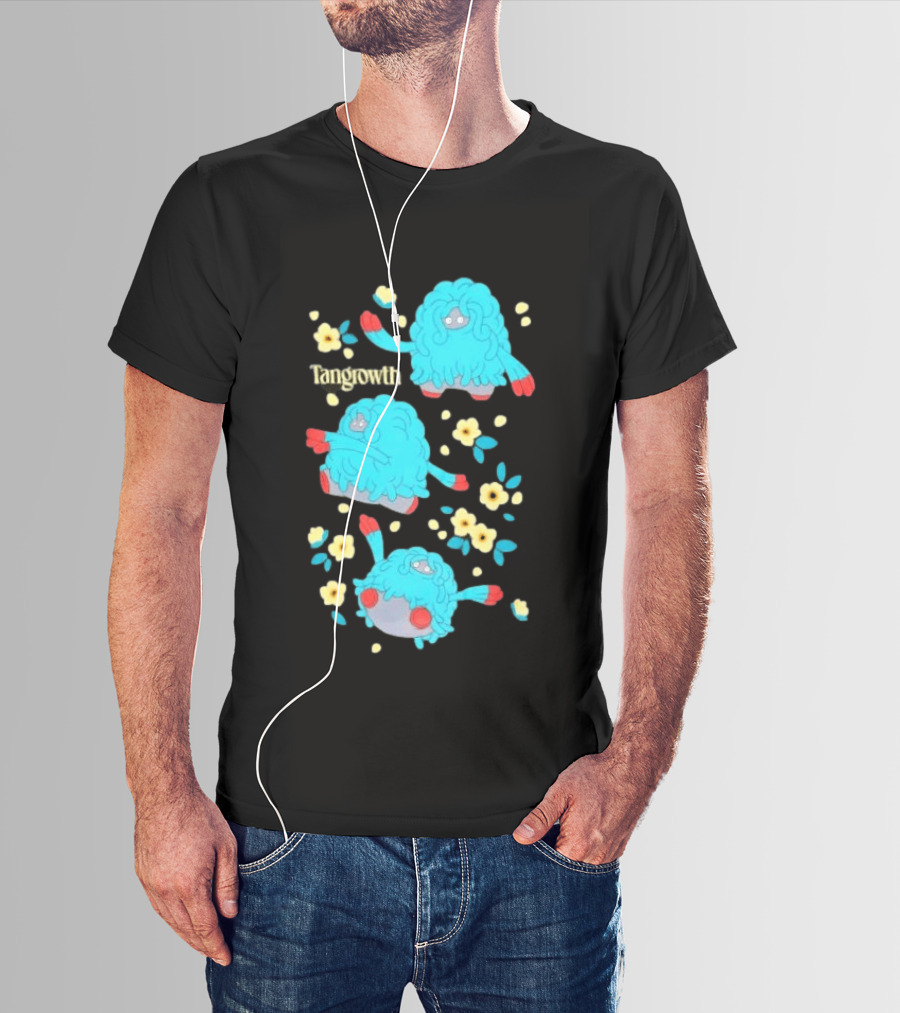 Tangrowth Pokémon Floral Grass Type Yellow Flowers And Blue Vines T-Shirt