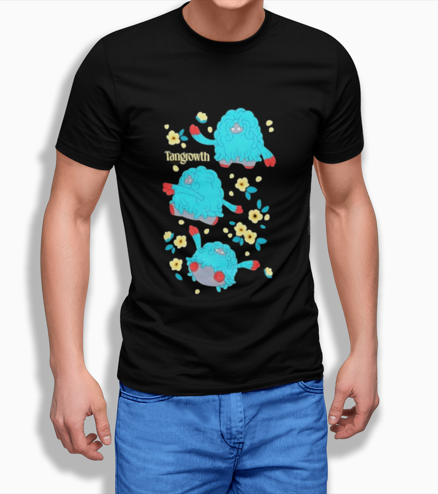 Tangrowth Pokémon Floral Grass Type Yellow Flowers And Blue Vines T-Shirt