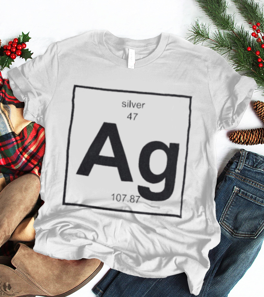 Silver Periodic Table Element Ag 47 Atomic Number 107.87 Chemistry T-Shirt