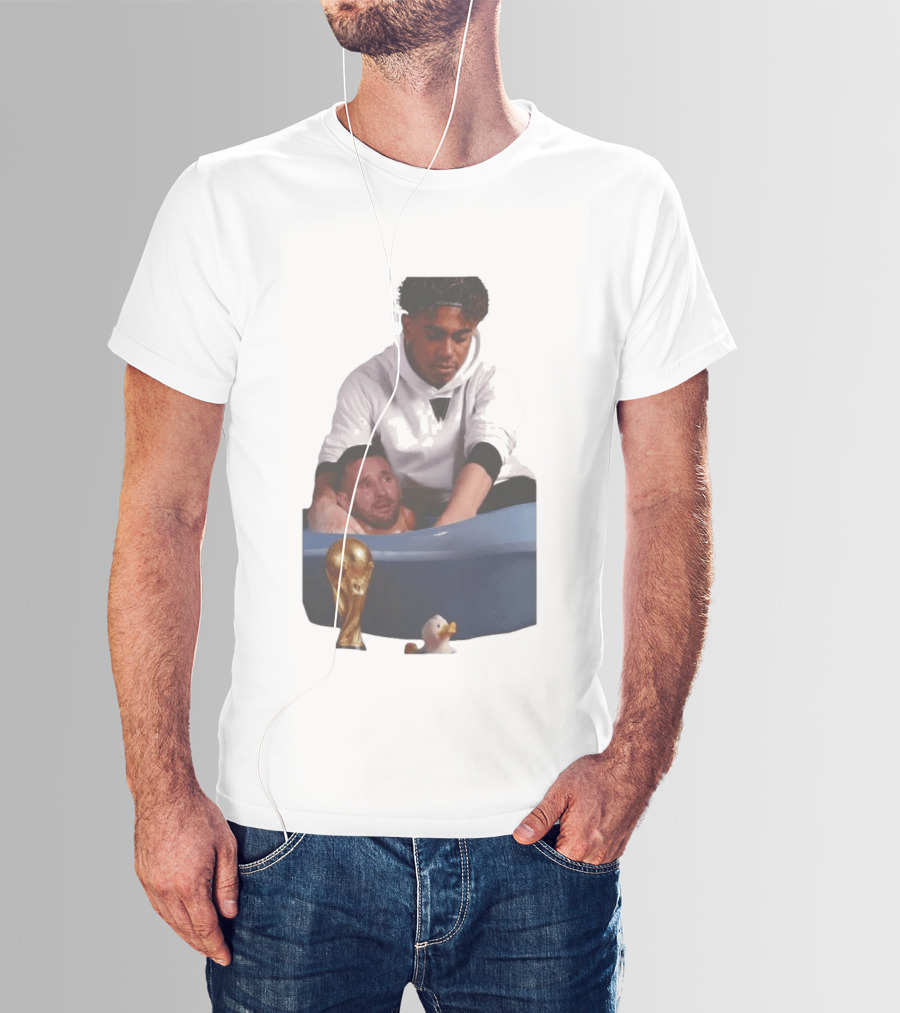 Messi Crying Bath Tub Trophy Football T-Shirt