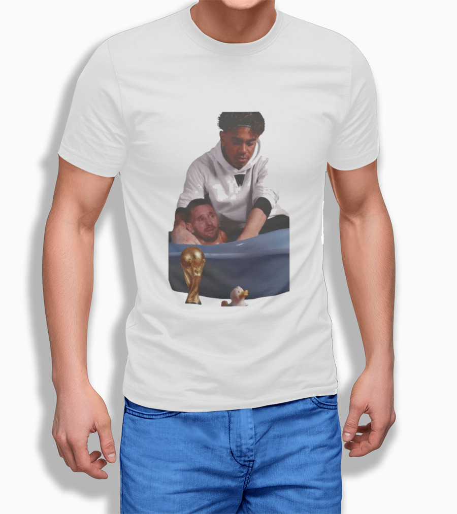 Messi Crying Bath Tub Trophy Football T-Shirt