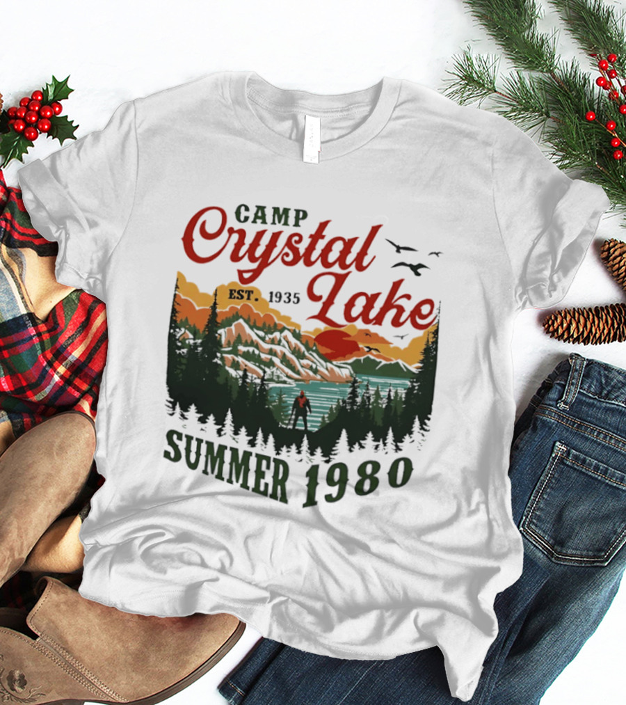 Camp Crystal Lake EST 1935 Summer 1980 Scenic Reflection T-Shirt