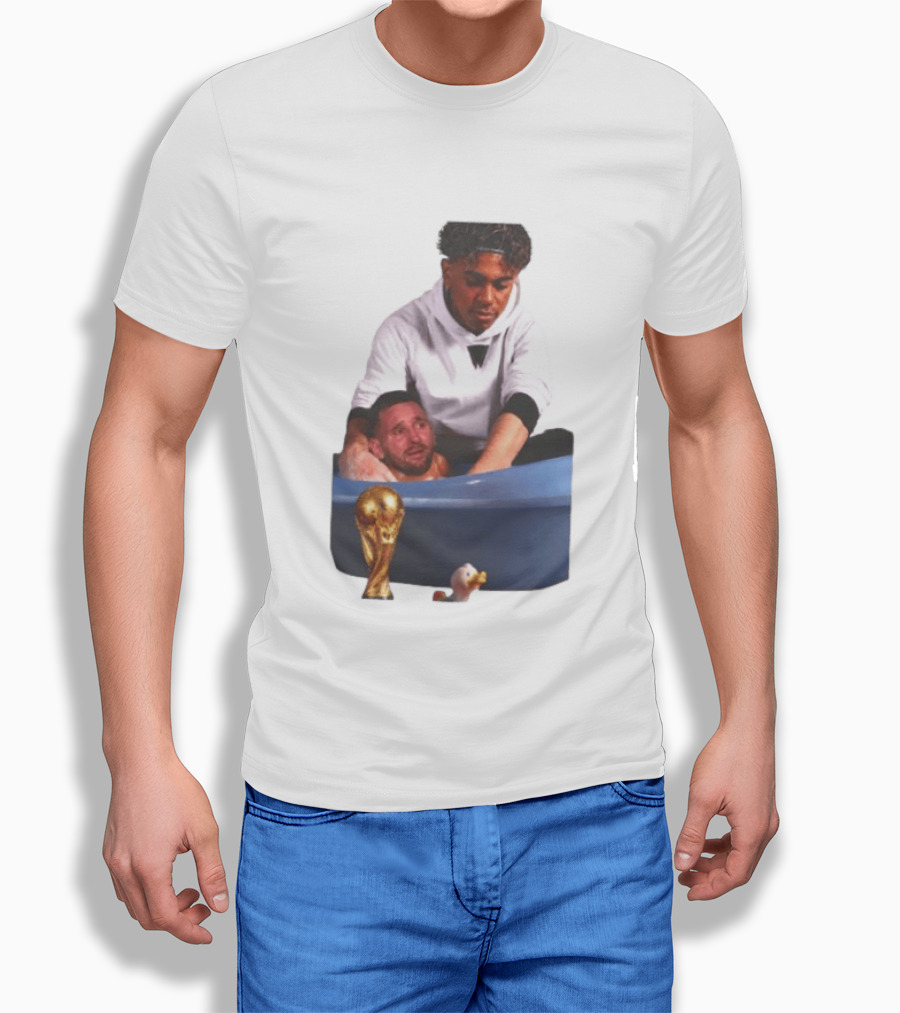 Lamine Yamal Lionel Messi Bathtub Meme World Cup Trophy T-Shirt
