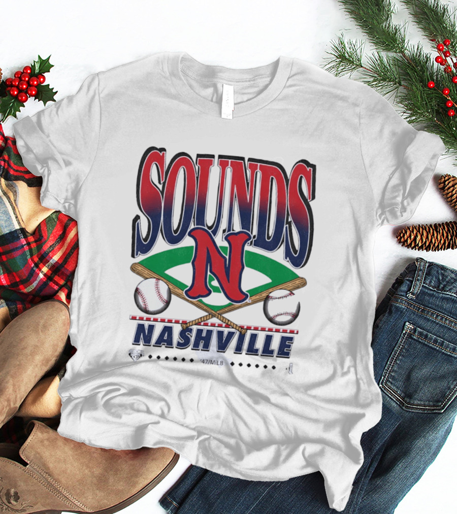 Nashville Sounds MiLB Baseball Team Logo With Bat And Ball T-Shirt