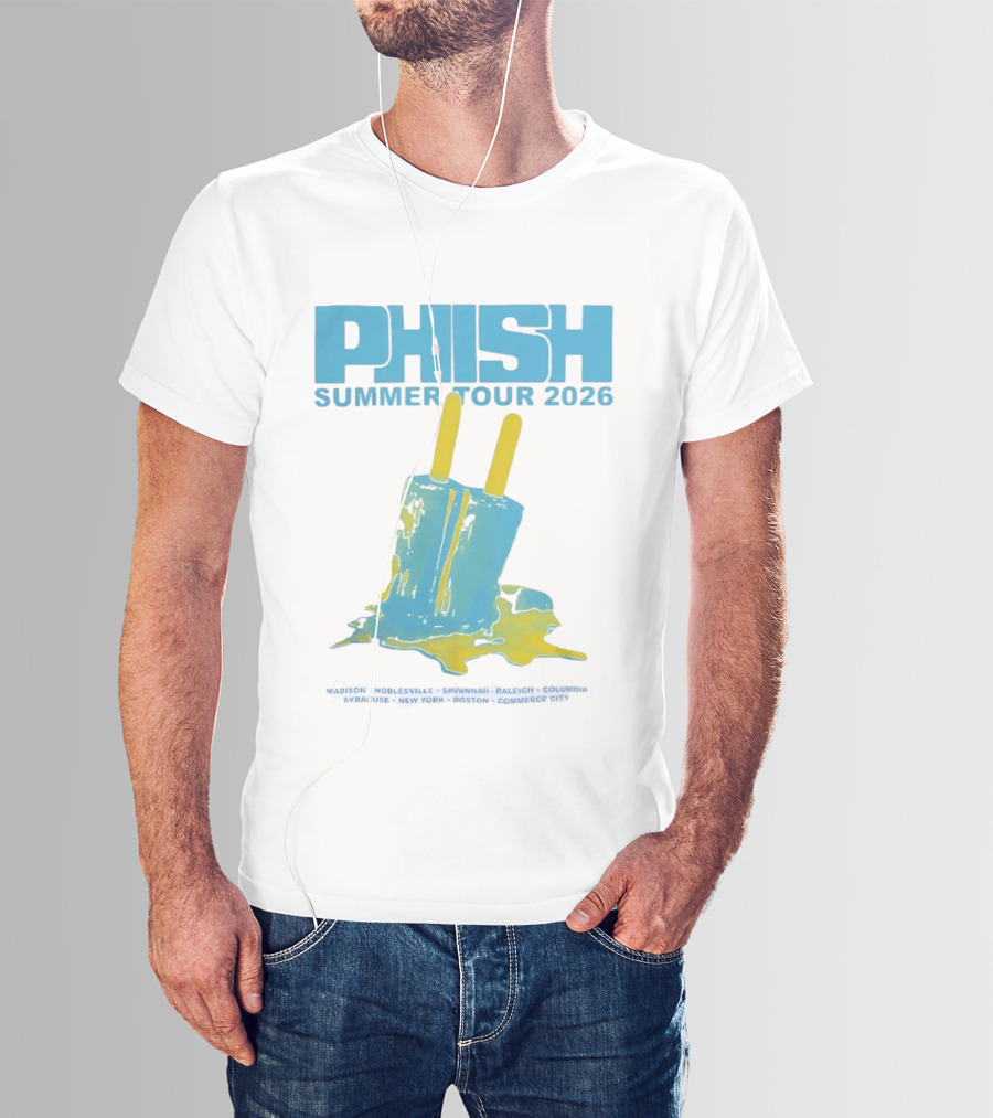 Phish Summer Tour 2026 Popsicle Concert Madison Noblesville Savannah Raleigh Columbia Syracuse New York Boston Commerce City T-Shirt