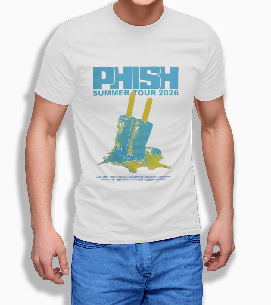 Phish Summer Tour 2026 Popsicle Concert Madison Noblesville Savannah Raleigh Columbia Syracuse New York Boston Commerce City T-Shirt