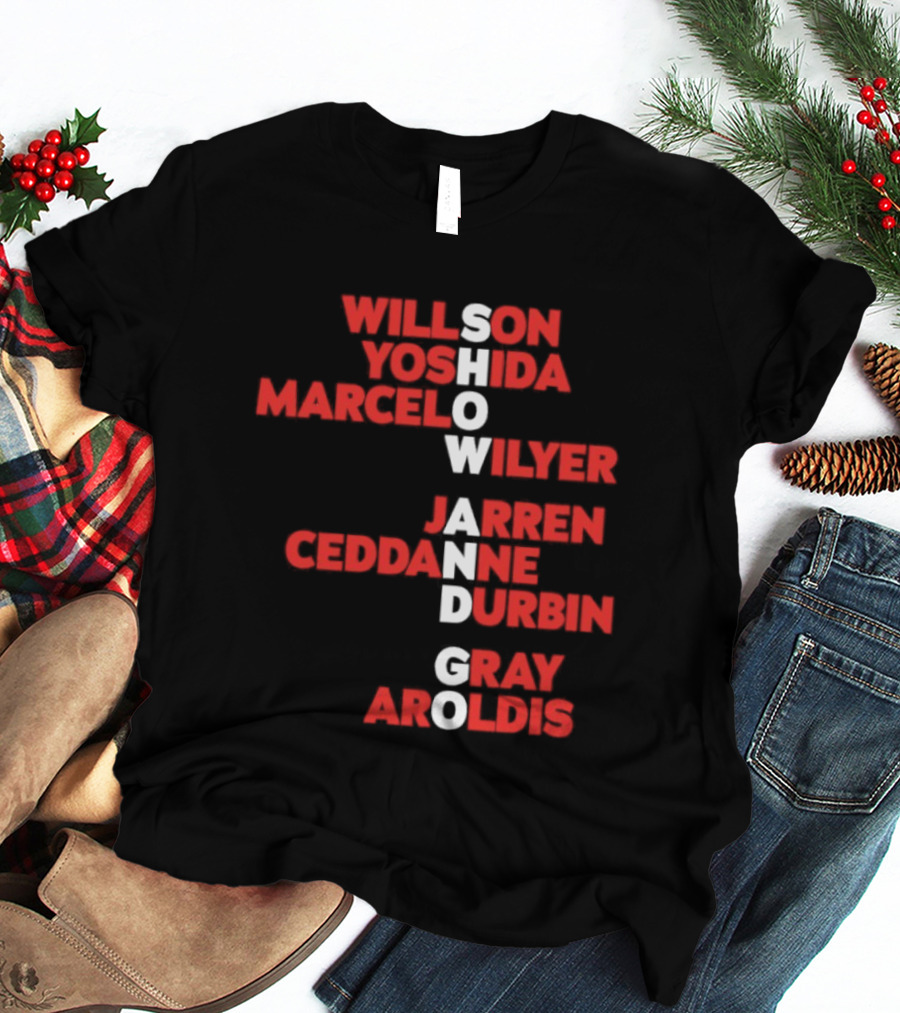 Boston Baseball Show And Go Willson Yoshida Marcel Wilyer Jarren Ceddanne Durgin Gray Aroldis 2026 Names Word Game T-Shirt