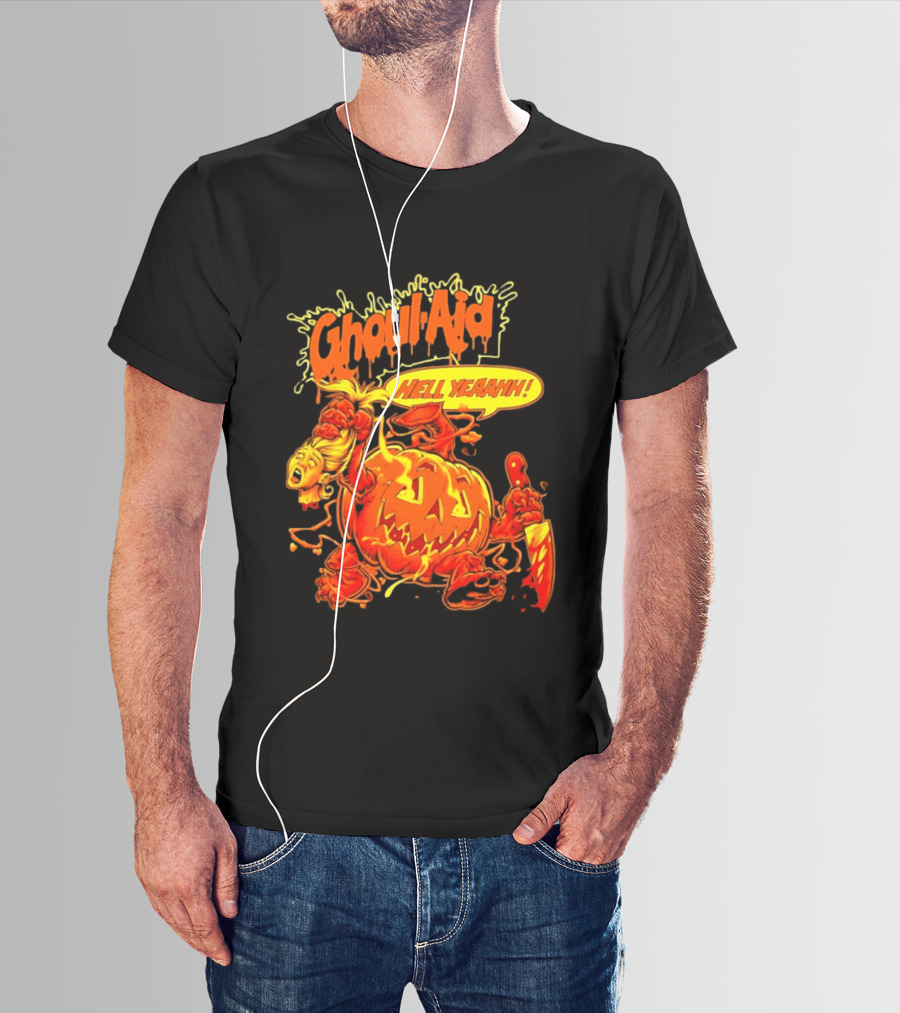 Ghoul Aid Hell Yeaahh Pumpkin Halloween Knife Monster T-Shirt