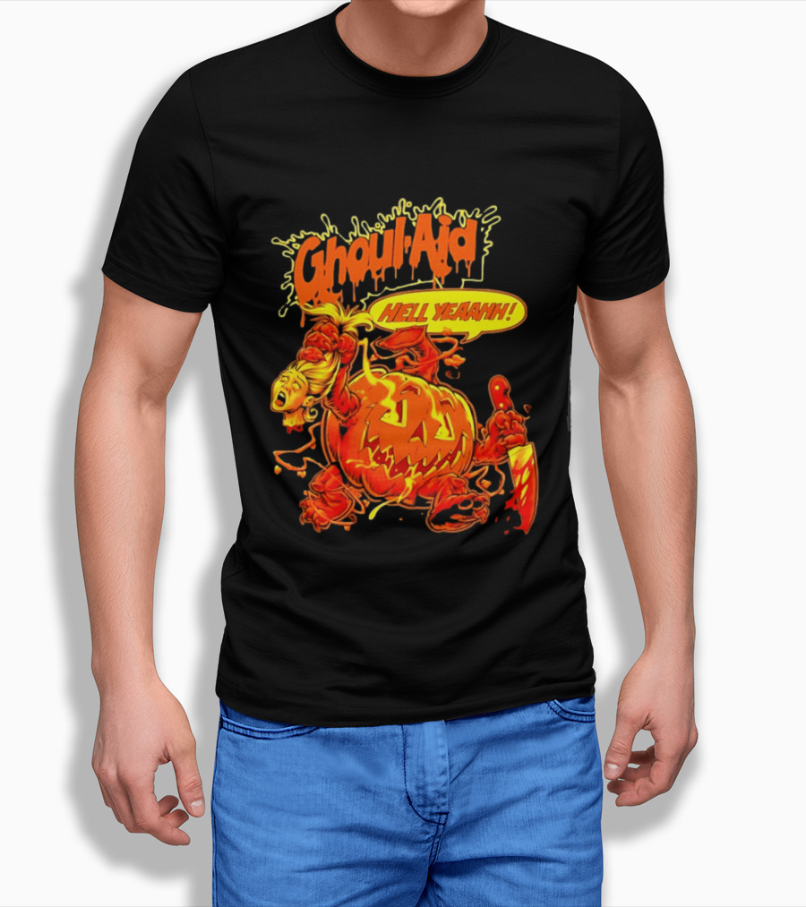 Ghoul Aid Hell Yeaahh Pumpkin Halloween Knife Monster T-Shirt