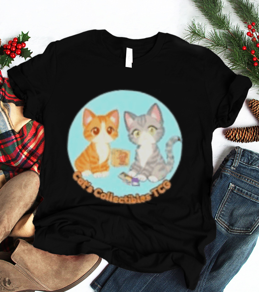 Cat's Collectibles TCG Cute Cartoon Cats Holding Trading Cards T-Shirt