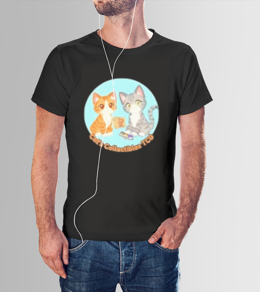 Cat's Collectibles TCG Cute Cartoon Cats Holding Trading Cards T-Shirt