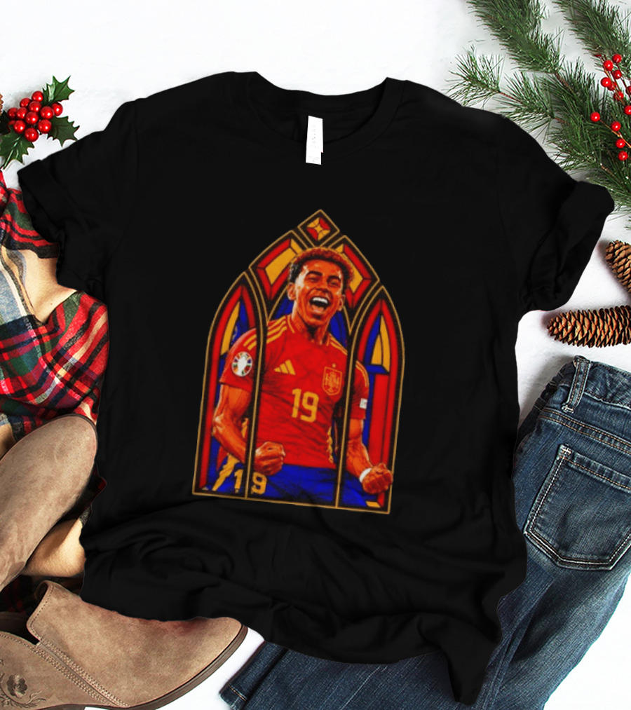 Lamine Yamal Spain National Team Number 19 Stained Glass Artistry T-Shirt