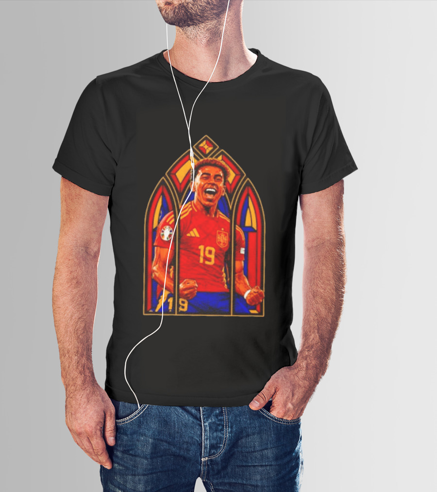 Lamine Yamal Spain National Team Number 19 Stained Glass Artistry T-Shirt