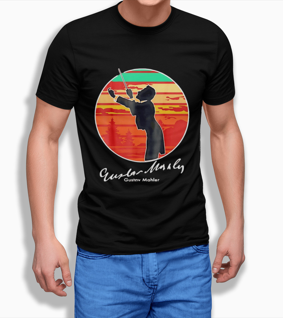 Gustav Mahler Conducting Silhouette With Vibrant Sunset T-Shirt