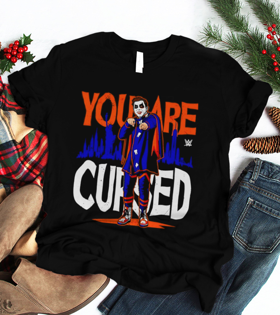 Danhausen You Are Cursed WWE Distressed Orange Blue Jokerface T-Shirt