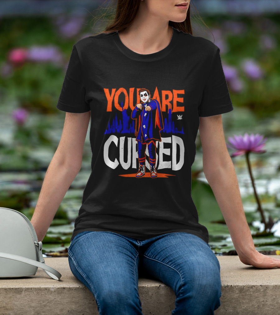 Danhausen You Are Cursed WWE Distressed Orange Blue Jokerface T-Shirt