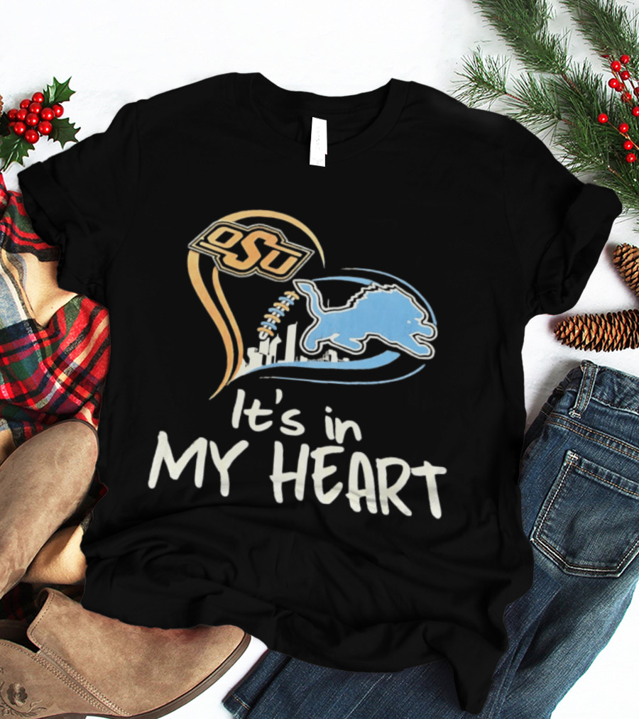 OSU And Detroit Lions Heart Graphic Connection T-Shirt