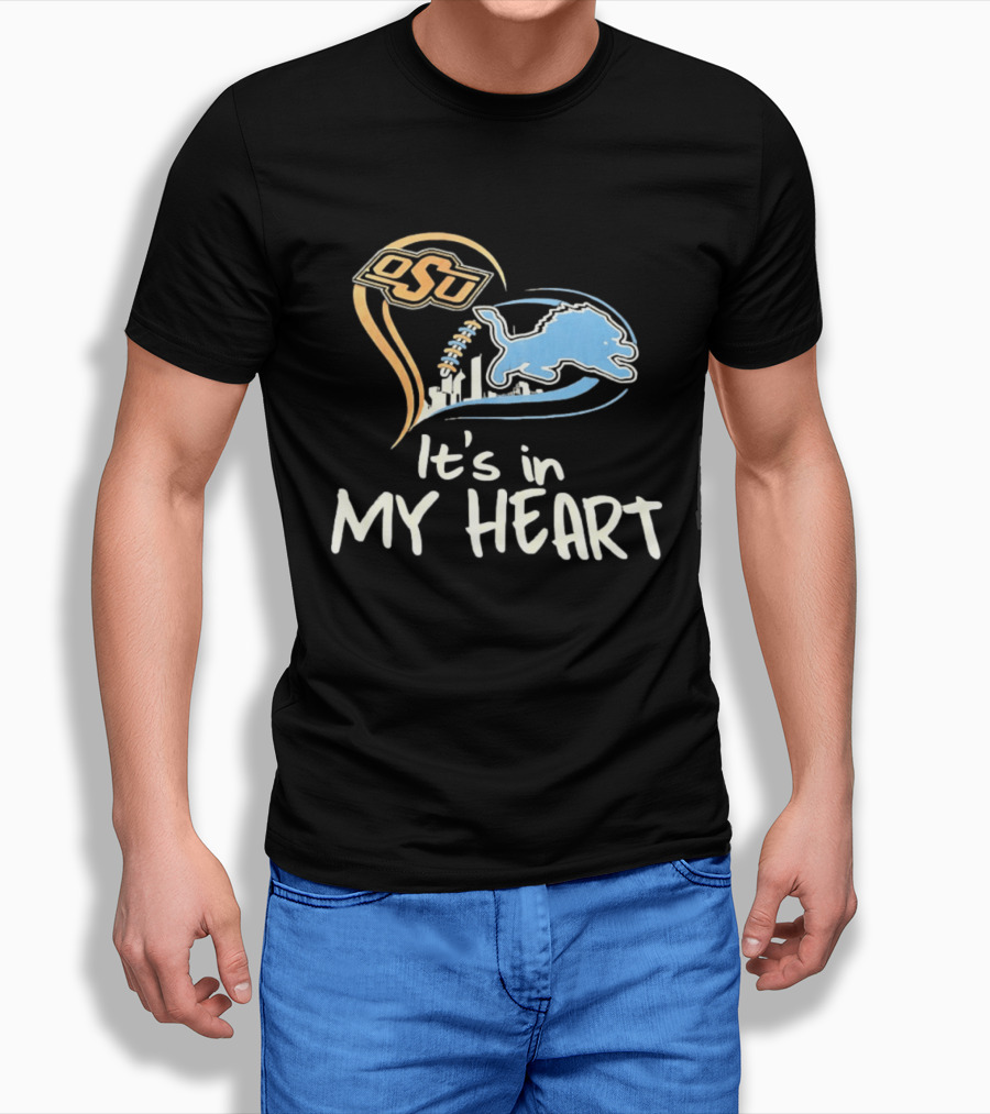 OSU And Detroit Lions Heart Graphic Connection T-Shirt