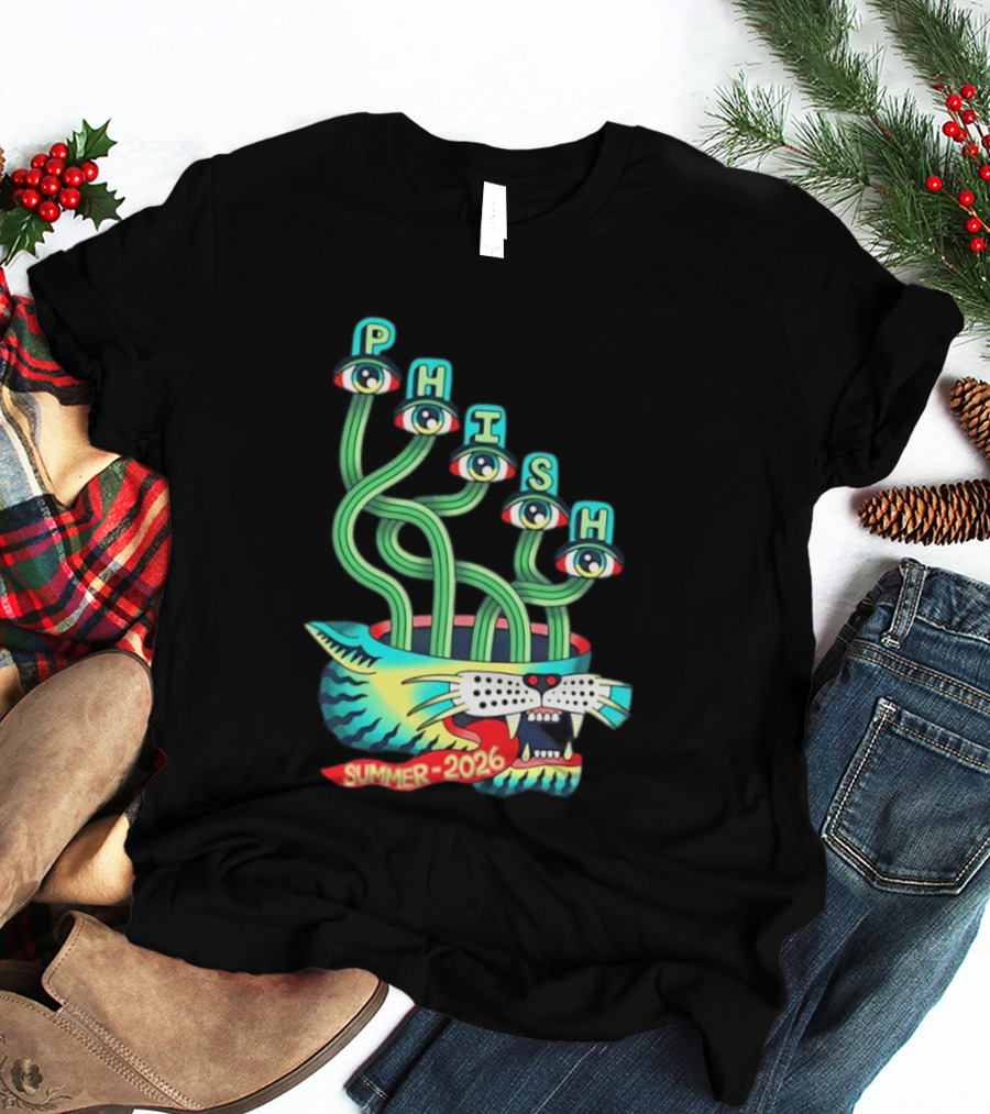 Phish Summer 2026 Jam Band Psychedelic Cat Eye Stalks T-Shirt
