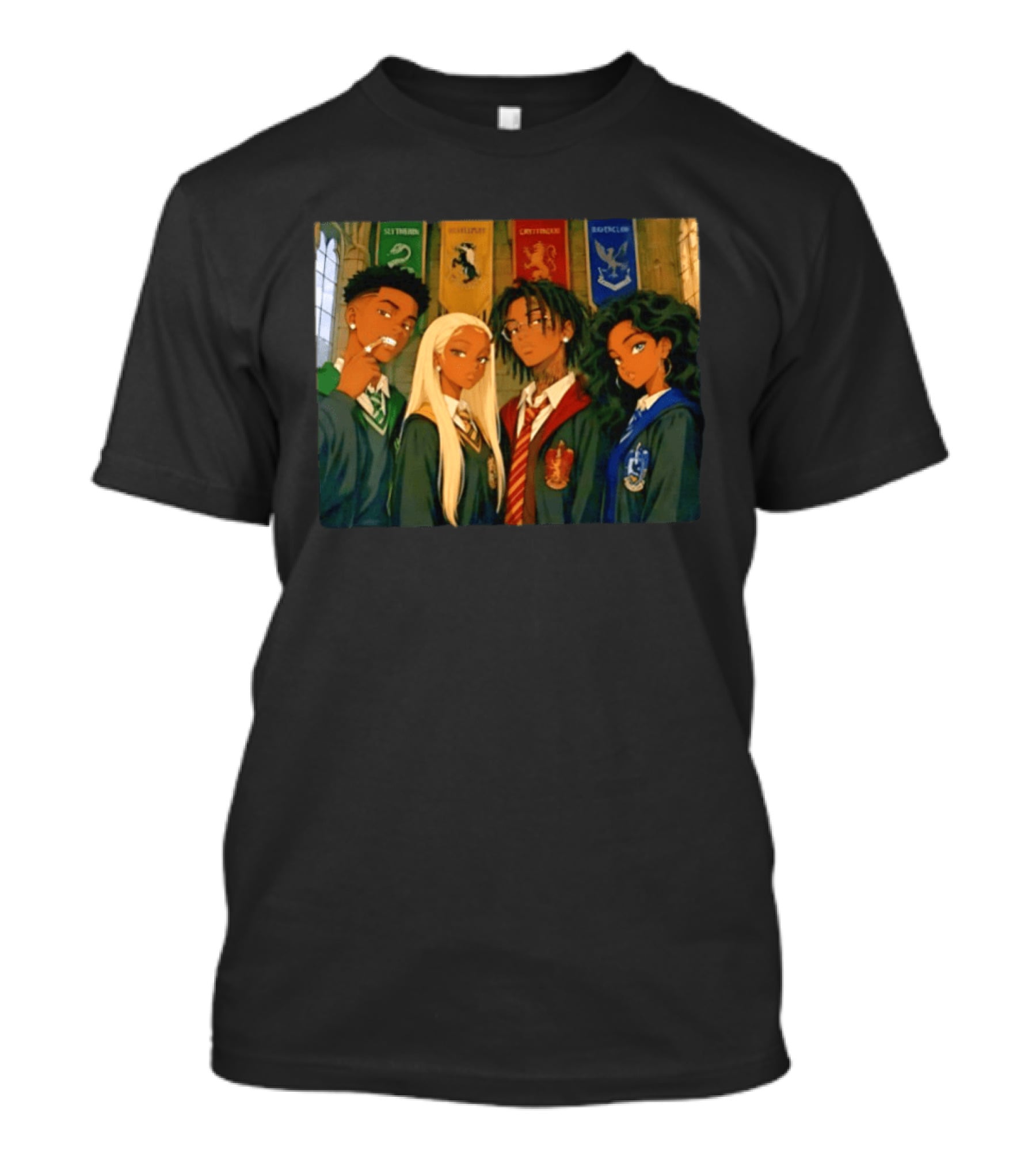 Slytherin Hufflepuff Gryffindor Ravenclaw Hogwarts Students Anime Characters T-Shirt