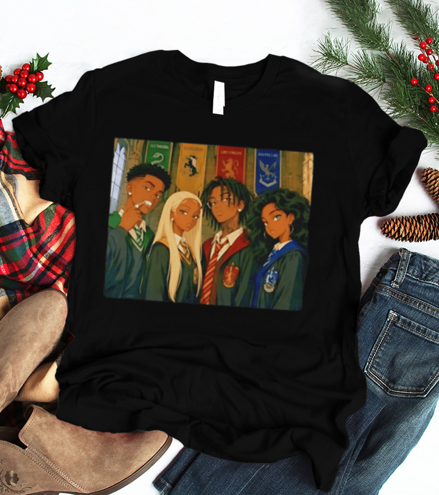 Slytherin Hufflepuff Gryffindor Ravenclaw Hogwarts Students Anime Characters T-Shirt