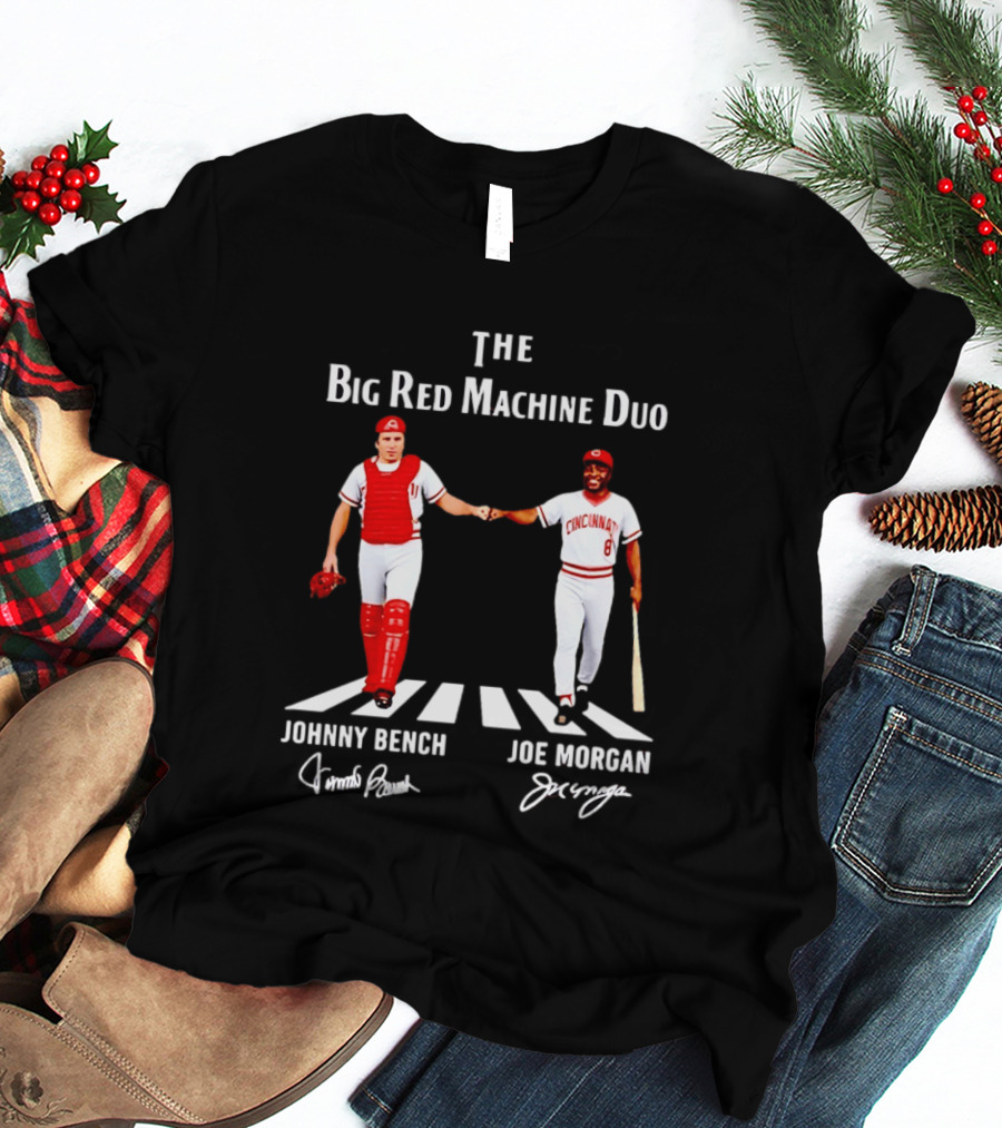 The Big Red Machine Duo Johnny Bench Joe Morgan Cincinnati Reds Fist Bump T-Shirt