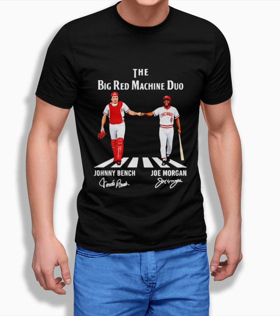 The Big Red Machine Duo Johnny Bench Joe Morgan Cincinnati Reds Fist Bump T-Shirt